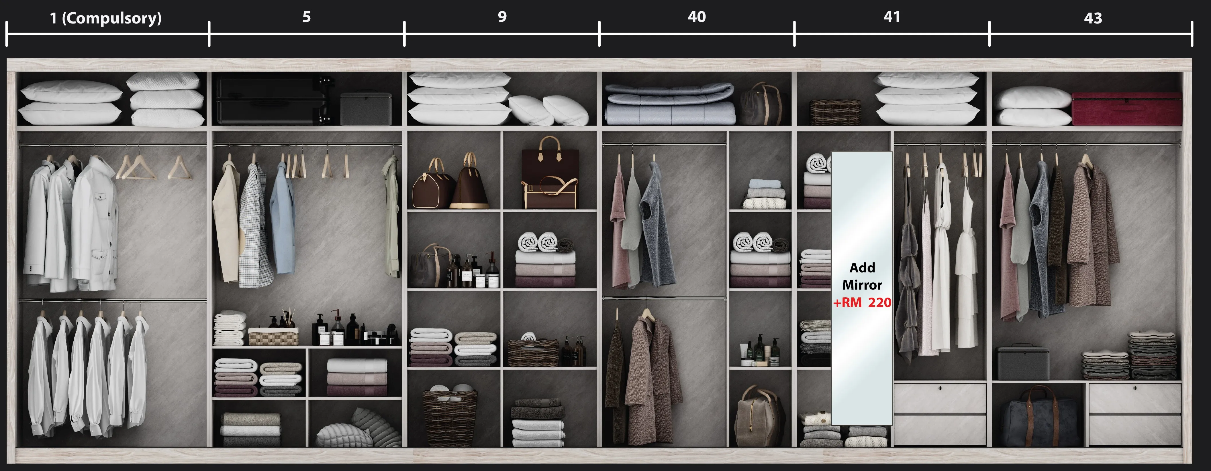 KF 9280 Wardrobe (8 x 8 FT) Interior Layout Catalog